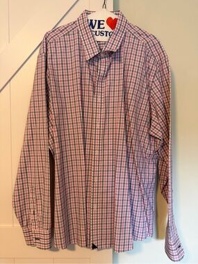 UNTUCKit Pink and Blue Plaid Men's Dress Shirt